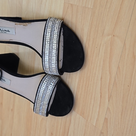 NINA Women's Elenora Black Dress Sandal Suede Leather Block Heels Size 8M - Picture 4 of 11